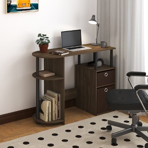 HOMLUX Simplistic Computer Desk Study Writing Workstation w/ Side Shelf & 2 Storage Bins - 1 of 4