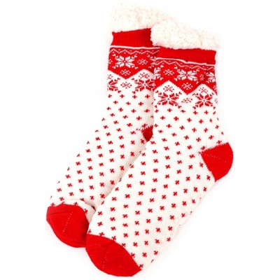 Women's Winter Snowflakes Plush Winter Fleece Lining Slipper Socks