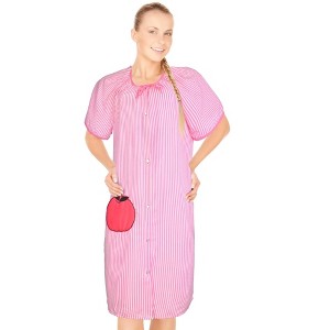 JEFFRICO House Dresses for Women with Pockets - Lightweight Breathable Short Sleeve Muumuu & Nightgowns - Snap Front Housecoat Dusters - 1 of 4