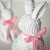 Sullivans 4" & 5" White Woven Patterned Resin Bunnies Set of 2 - 2 of 4