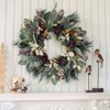 Winter Wreaths for Front Door Indoor Outdoor Decor Artificial Snow Leaves Pine Needles Blueberry Berries Winter Theme - 4 of 4
