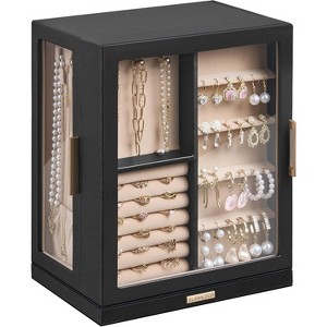 360° Rotating Jewelry Organizer with Glass Drawers - 7-Tier, White, Dustproof - 1 of 4