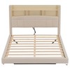 Whisen Beige Upholstered Floating Bed with LED and Storage Headboard - 4 of 4