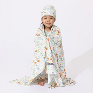 Bellabu Bear Baby Summer Floral Bamboo Swaddle & Beanie Set - 1 of 2