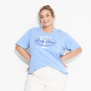 Women's Body Glove Hermosa Beach Oversized Short Sleeve Graphic T-Shirt - Blue - 1 of 3
