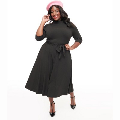 Unique Vintage Women's Plus Turtleneck Midi Dress