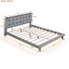 CAVINAS Queen Bed Frame with Headboard, Full-Size Bed with LED Frame, Velvet Platform, Thick & Soft Fabric and Button-tufted Design Headboard, Gray - 3 of 4