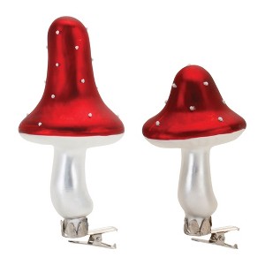 Frost Glass Mushroom Clip Ornament (Set of 12) - 1 of 3