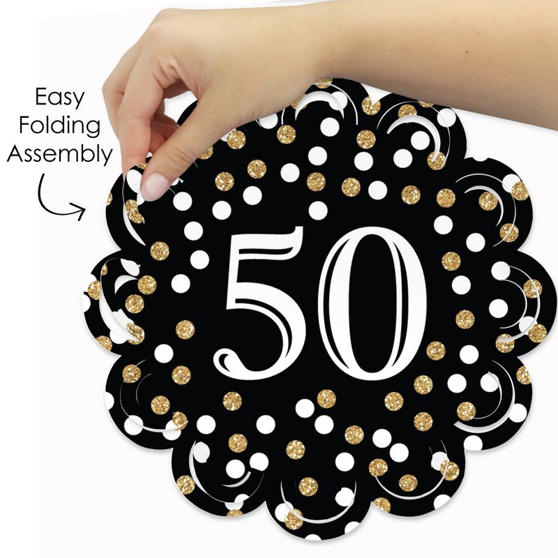 Big Dot of Happiness Adult 50th Birthday - Gold - Birthday Party Round Table Decorations - Paper Chargers - Place Setting For 12, 5 of 9