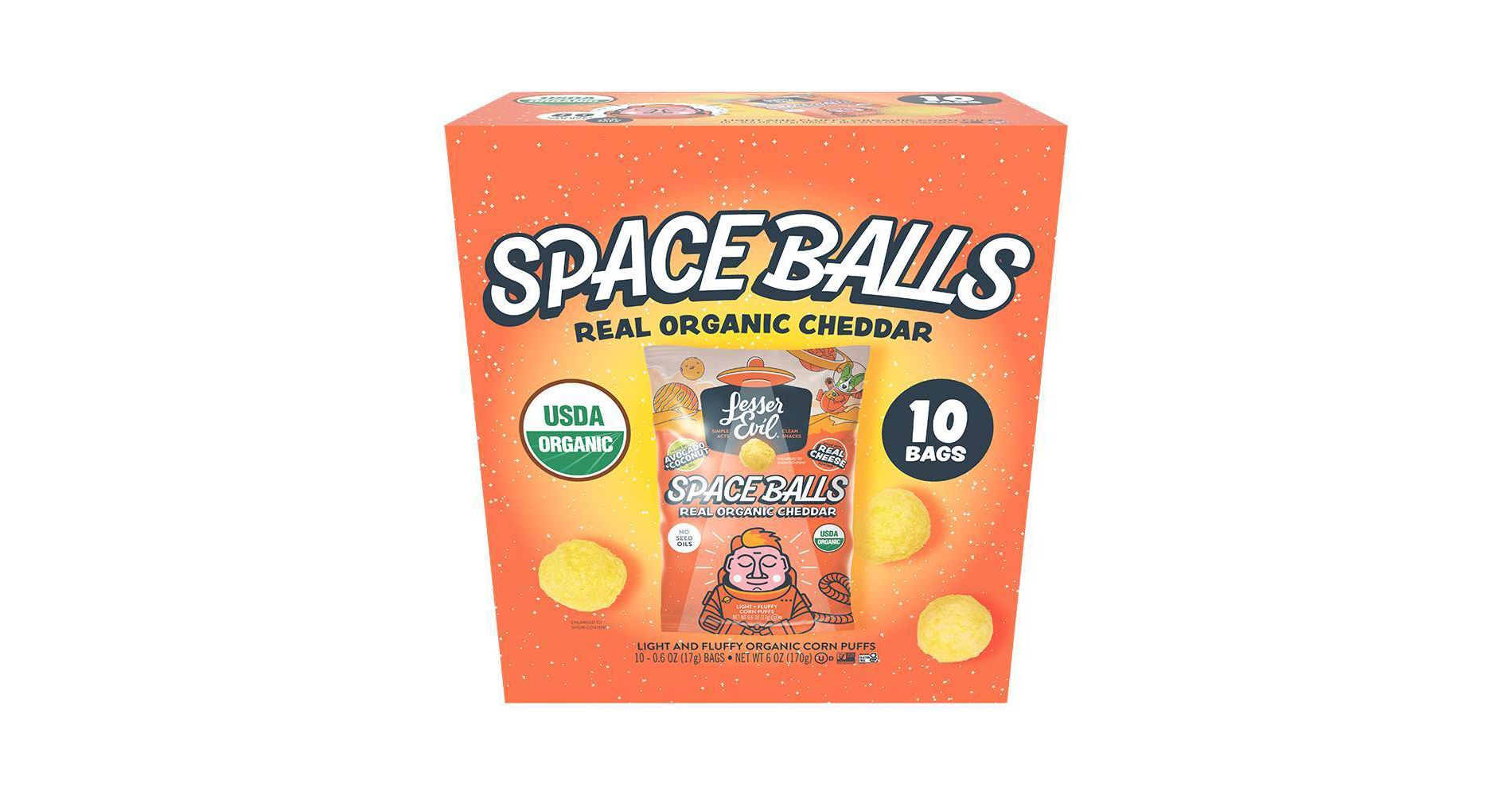 LesserEvil Spaceballs Snack Pack Puffs - 6oz/10ct