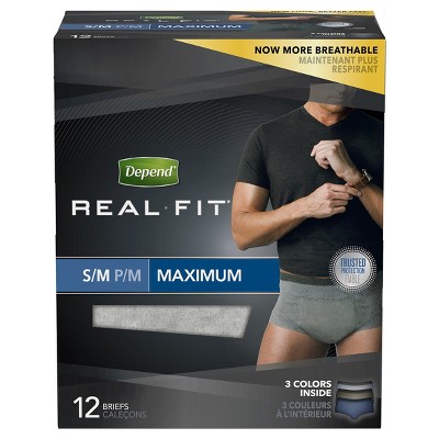 Depend Real Fit Adult Incontinence Underwear for Men, S/M, Black and Grey, 14Ct