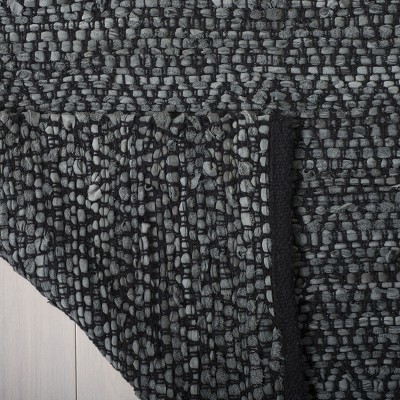 Handmade Light Grey and Charcoal Leather Area Rug
