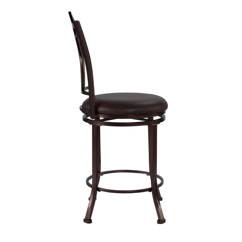 Colton Decorative Back Metal and Faux Leather Swivel Seat Counter Height Barstool - Linon, 4 of 9