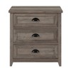Vynxaria Transitional Farmhouse 3-Drawer Nightstand - Grey Wash, Telescoping Metal Glides, Framed Faces, Powder-Coated Steel Cup Handles, MDF/Laminate - 2 of 4