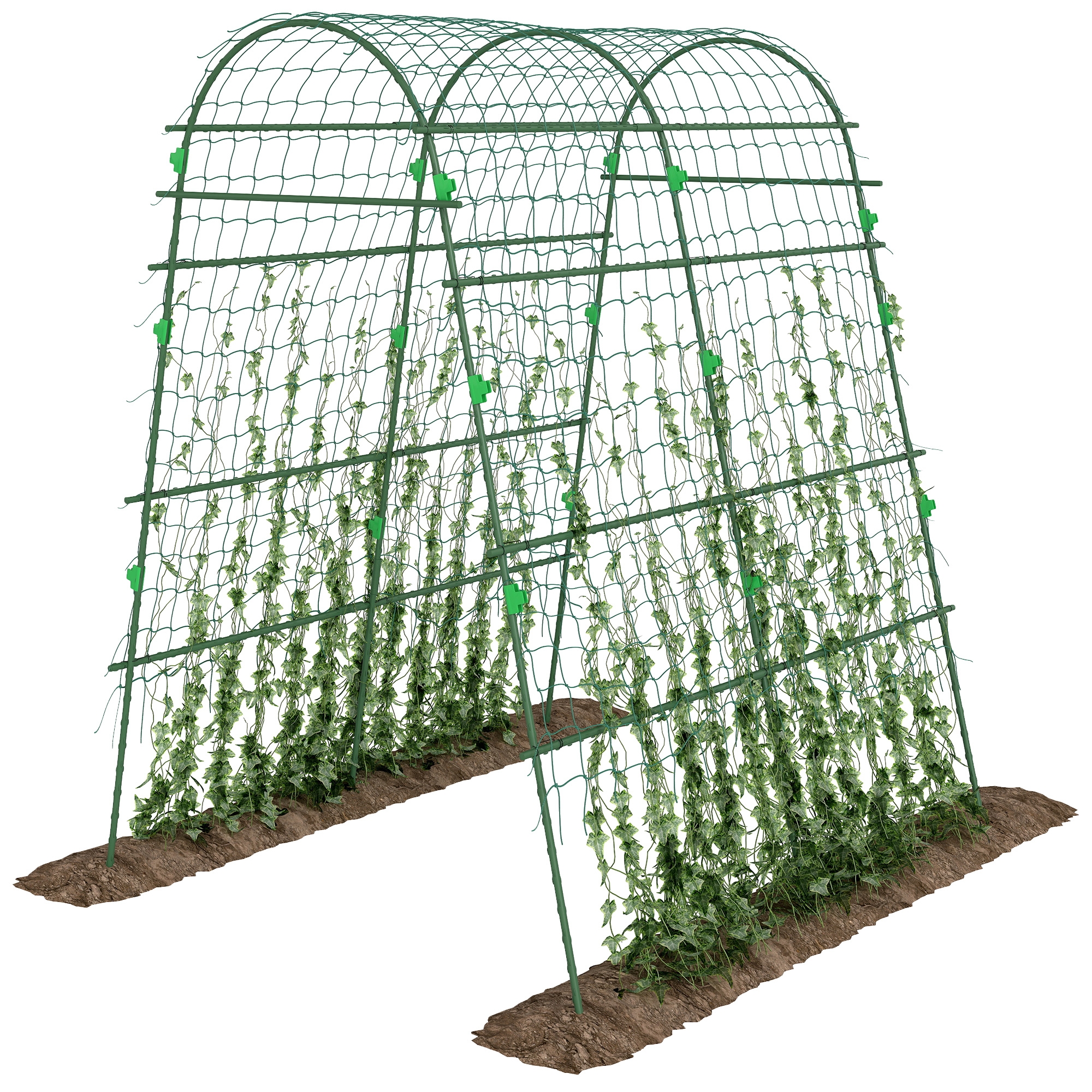 Outsunny 81" Tall Metal Garden Trellis, Arch Trellis for Climbing Plants, Green