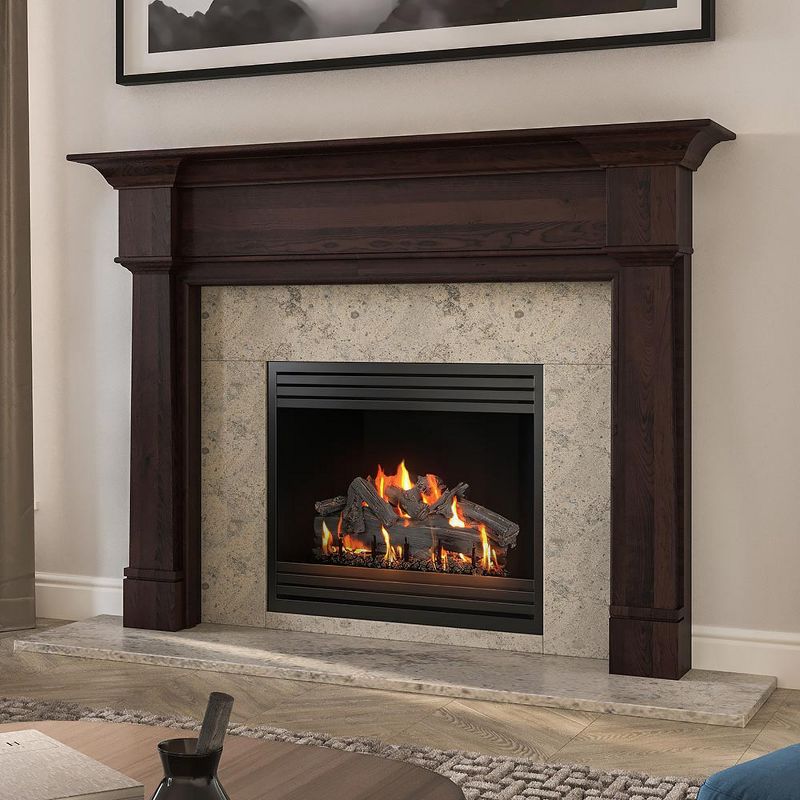 Modern Ember Grant Fireplace Surround with Tiered Top Shelf and Cascading Legs, 2 of 10
