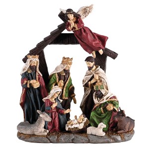 Dicksons Nativity Holy Family Animals Creche - 11 x 12.75 Inch Multicolor Resin Collectible Tabletop Figurine - 1 of 1