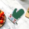 Unique Bargains Oven Mitts Christmas Patchwork Oven Glove Hand Wash Only Silicone Cotton Cloth Green 10.63"×7.09" 1 Pcs - 2 of 4