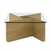 Gulches Mid-Century Modern Square Coffee Table - Tempered Glass Top, Living Room Center Cocktail Table for Small Spaces - 2 of 4