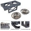 Elevated Dog Bowls Stand - Adjusts to 3 Heights for Small, Medium, and Large Pets - Stainless-Steel Dog Bowls Hold 34oz Each by PETMAKER (Gray) - 2 of 4