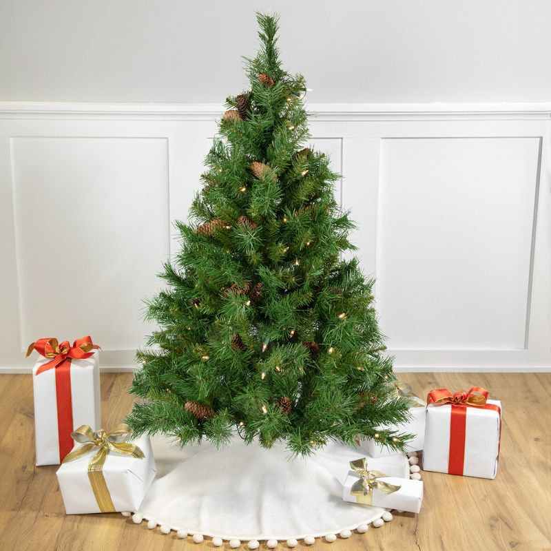 Northlight 4' Pre-Lit Full  Red Pine Artificial Christmas Tree, Clear Lights, 3 of 8