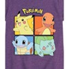Girls' - Pokémon - Pikachu, Charmander, Squirtle, And Bulbasaur Squares Fitted Short Sleeve Graphic T-Shirt - 2 of 4