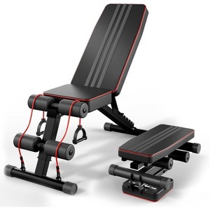 Hachikiko Adjustable Folding Weight Bench - 660 LBS Capacity Multi-Functional Home Gym Bench, 6-in-1 Full(Flat/Supine/Bench Press) - 1 of 4