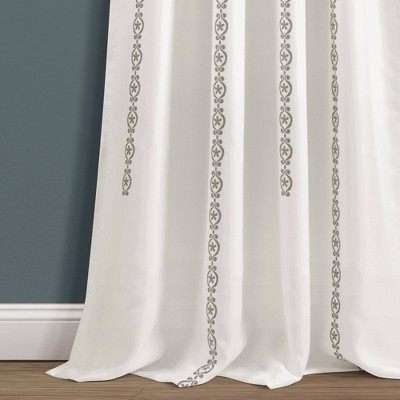 Gray Medallion Pattern Blackout Polyester Window Panels