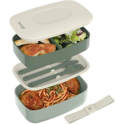 Classic Bento Box, Stackable 3-Compartment Lunch Box with Removable Utensil Set and Sealing Strap, BPA-Free, Food Container Ideal