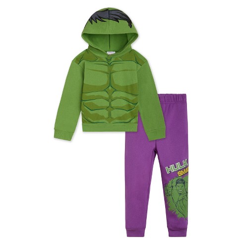 Marvel Avengers Hulk Toddler Boys Fleece Cosplay Pullover Hoodie And Jogger Pants Outfit Set Green Purple The Hulk 5t Target