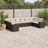 vidaXL Patio Sofa Set with Cushions Outdoor Conversation Furniture Poly Rattan - Brown and Cream With Table - 2 of 4