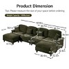 Mid-Century U-Shape Sectional Sofa with Ottomans, 4-Seat Sofa with Flared Arms and Removable Skirts, Chenille Couch with Cushion-Coolbibila - 4 of 4