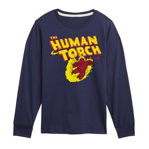 Boys' - Marvel - Fantastic Four Human Torch Logo Long Sleeve Graphic T-Shirt - 1 of 3
