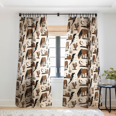 Allie Falcon Electric Oasis Black Brown Single Panel Sheer Window Curtain - Deny Designs - image 1 of 4