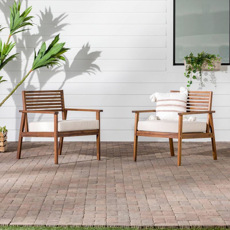 Saracina Home Mid-Century Modern Slatted Outdoor Acacia Arm Chair 
, 4 of 8