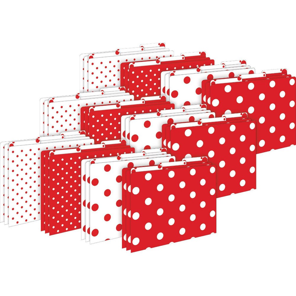 Barker Creek Red and White Dot 14pt Letter-Size File Folders -Multi-Design Set 36 per Set: Paper, Top Tab, 50 Sheet Capacity