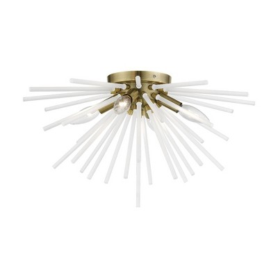 Livex Lighting Uptown 4 - Light Flush Mount in  Antique Brass