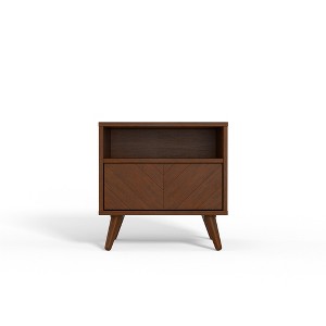 eLuxury Chevron Wood Nightstand with Drawer - 1 of 4