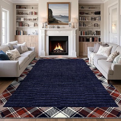 Washable Area Rug, Non-Slip Low Pile Soft Modern Carpet, Thin Foldable Non-Shedding Accent Rug for Living Room Indoor