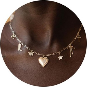 Charm Necklace-14K Gold/Silver Plated Charm Necklace Shell Conch Shell Turtle Starfish Coconut Tree Pearl Necklace Summe Beach Necklaces for Women - 1 of 4
