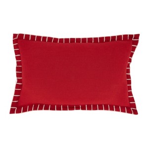 12"x20" Oversize Minimalist Chic Chunky Whip Stitch Poly Filled Lumbar Throw Pillow Red - Saro Lifestyle - 1 of 3