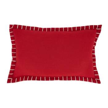 12"x20" Oversize Minimalist Chic Chunky Whip Stitch Poly Filled Lumbar Throw Pillow Red - Saro Lifestyle