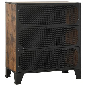 vidaXL Rustic Brown Storage Cabinet - Sturdy Metal and MDF Construction, Urban Industrial Style, Easy to Clean, Ample 2-Shelf Storage - 1 of 4