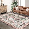 Machine Washable Geometric Area Rug - Non-Slip, Low Pile, Easy-Clean, Western Pattern for Living Room, Bedroom, or Entryway - 3 of 4