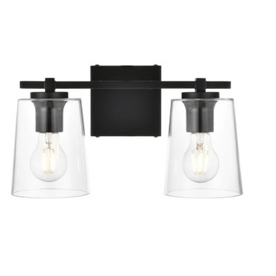 Elegant Lighting Kacey 2 light Black and Clear Bath Sconce