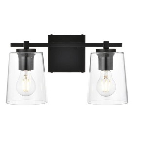 Elegant Lighting Kacey 2 light Black and Clear Bath Sconce - 1 of 4