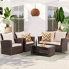 Heynemo 4 Piece Patio Furniture Sets, All-Weather Wicker Conversation Sets, Outdoor Rattan Sectional Sofa Chair with Coffee Table - 4 of 4