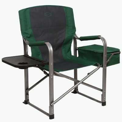 Kamp-Rite KAMPCC113 Director's Chair Outdoor Furniture Camping Folding Sports Chair with Side Table, Cup Holder, and 12 Can Ice Cooler, Green/Gray