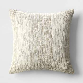 Oversized Chunky Textured Cotton Blend Striped Square Throw Pillow Beige - Threshold™