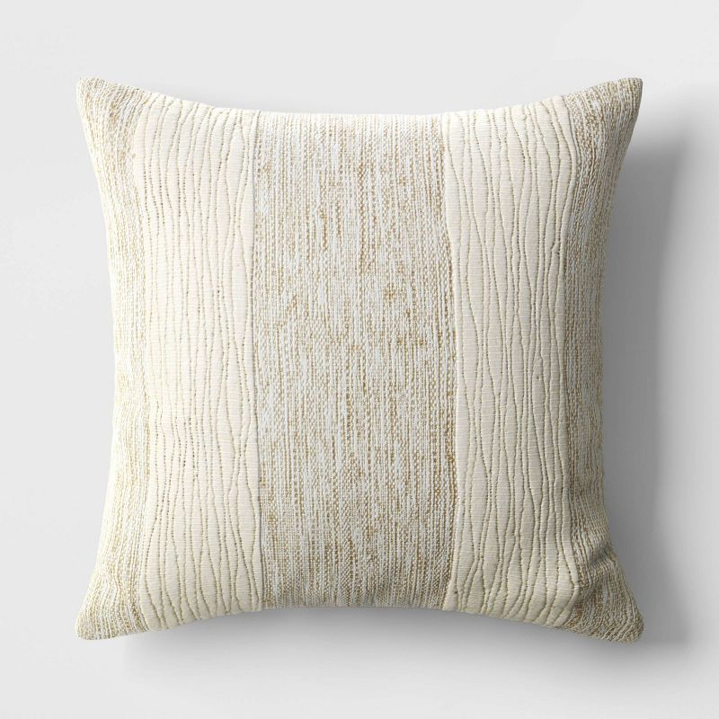 Oversized Chunky Textured Cotton Blend Striped Square Throw Pillow Beige - Threshold&#8482;, 1 of 6